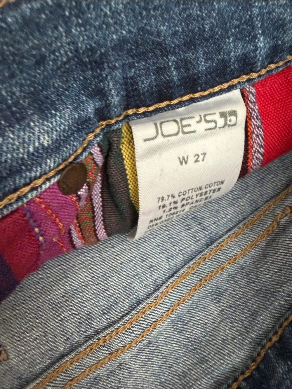 Joe's Jeans Light Blue Denim Cutoff Shorts with Striped Serape Pocket Lining - Picture 4 of 6